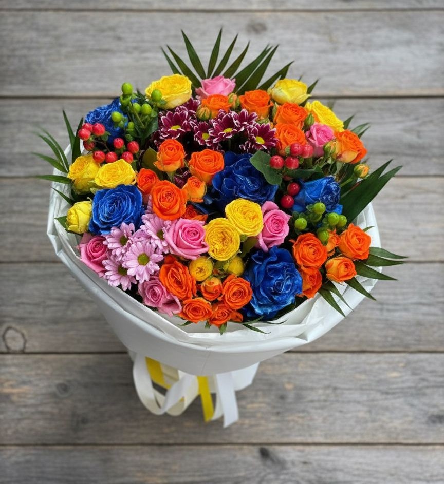 Букет цветов из: Розы и Хризантемы в Товарково