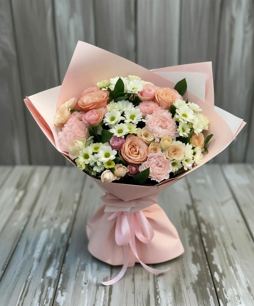 Букет цветов из: Гвоздики, Розы и Хризантемы в Товарково