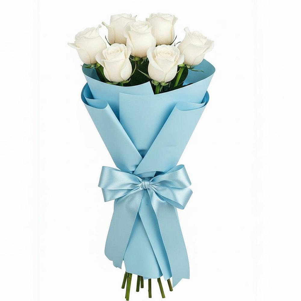 Букет 7 белых роз Проуд в Товарково