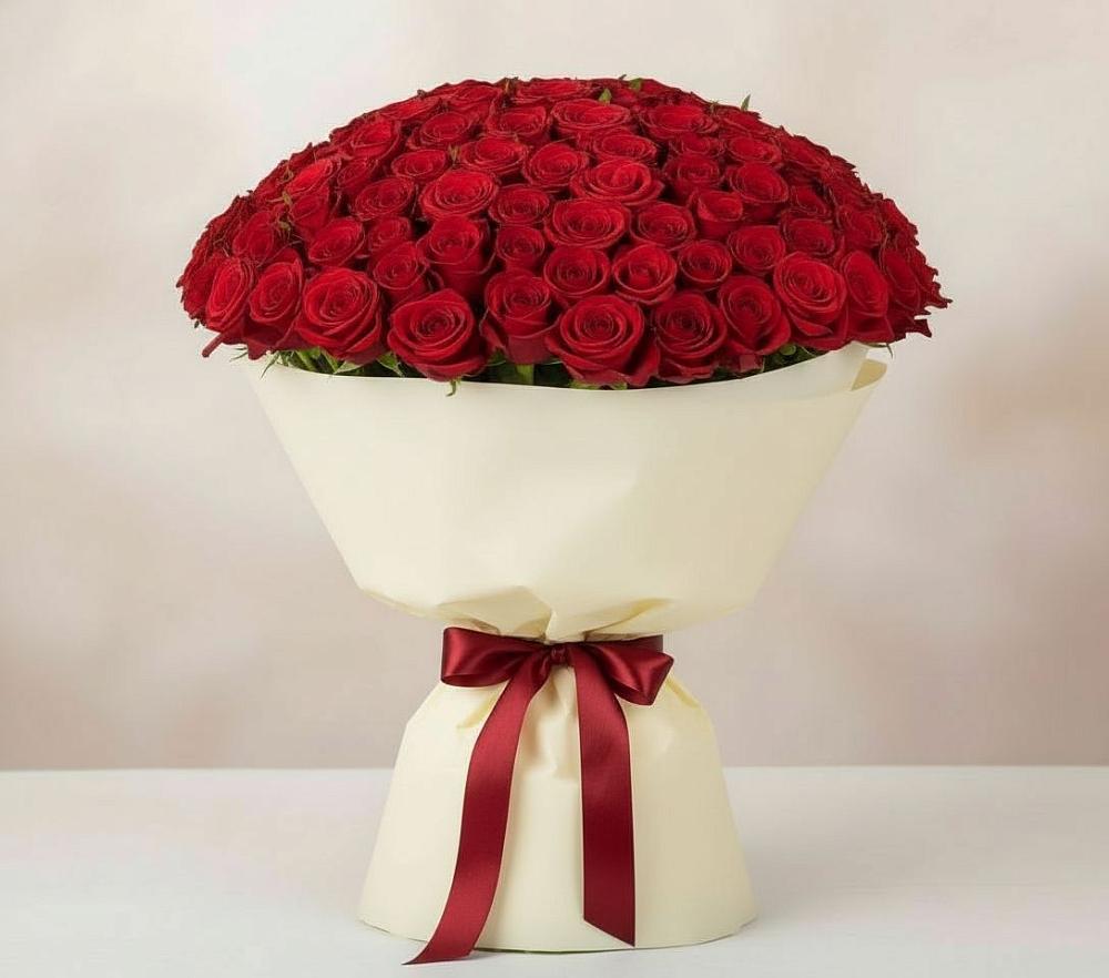 Букет 101 Красная роза Милано в Товарково