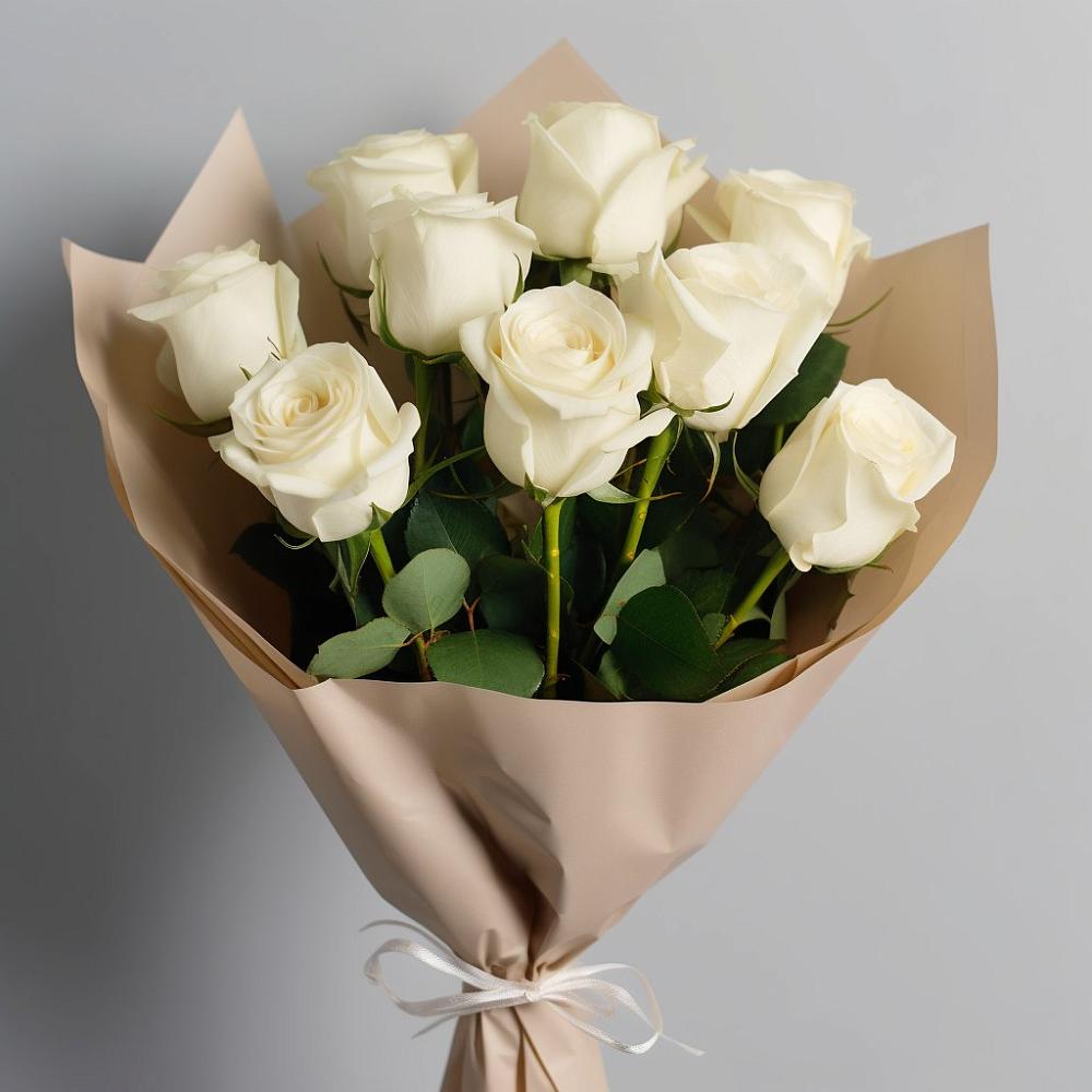 Букет 9 Белых роз Эдлесс Лав в Товарково