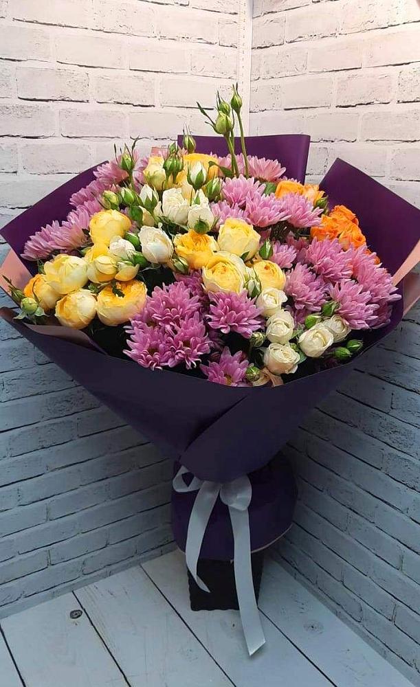 Букет цветов из: Хризантемы и Розы в Товарково
