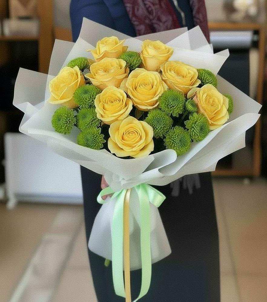 Букет цветов из: Хризантемы и Розы в Товарково