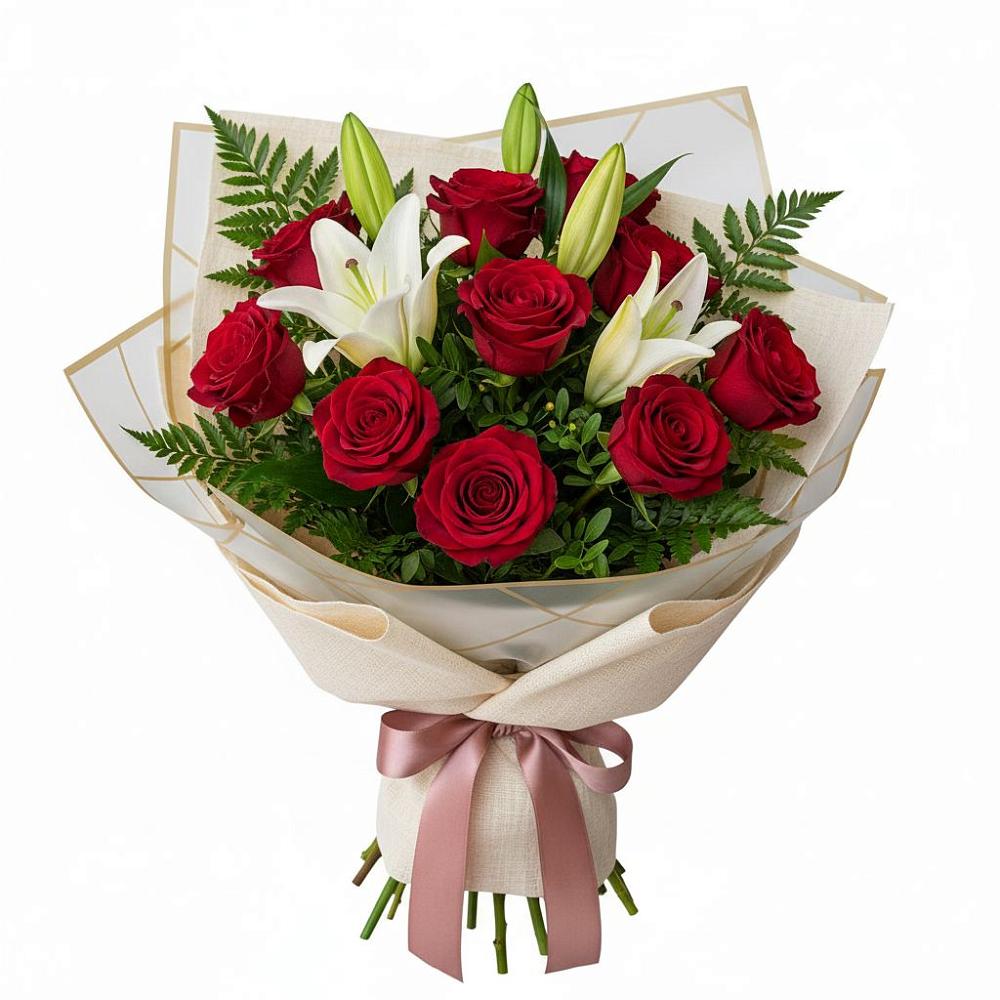 Букет цветов из: Лилии и Розы в Товарково