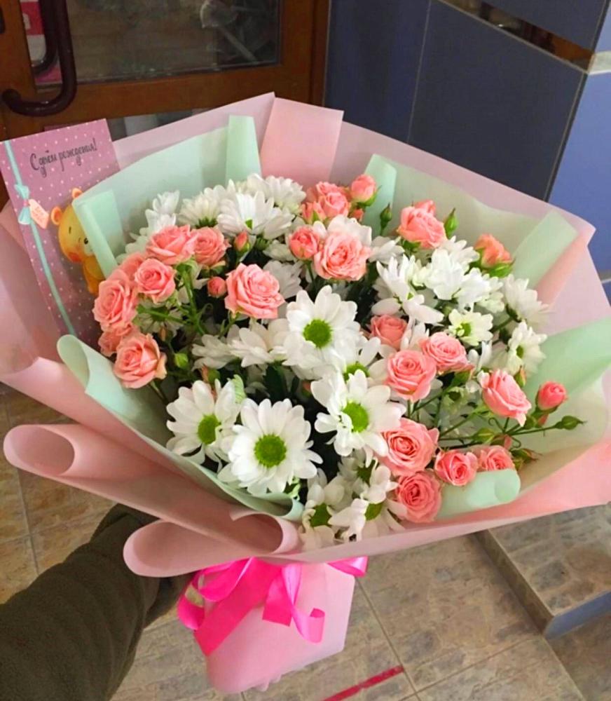 Букет цветов из: Розы и Хризантемы в Товарково