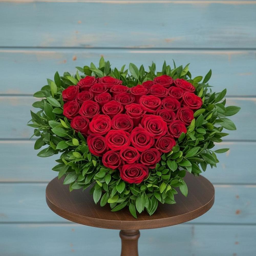 Цветочная композиция из Розы в виде сердца в Товарково