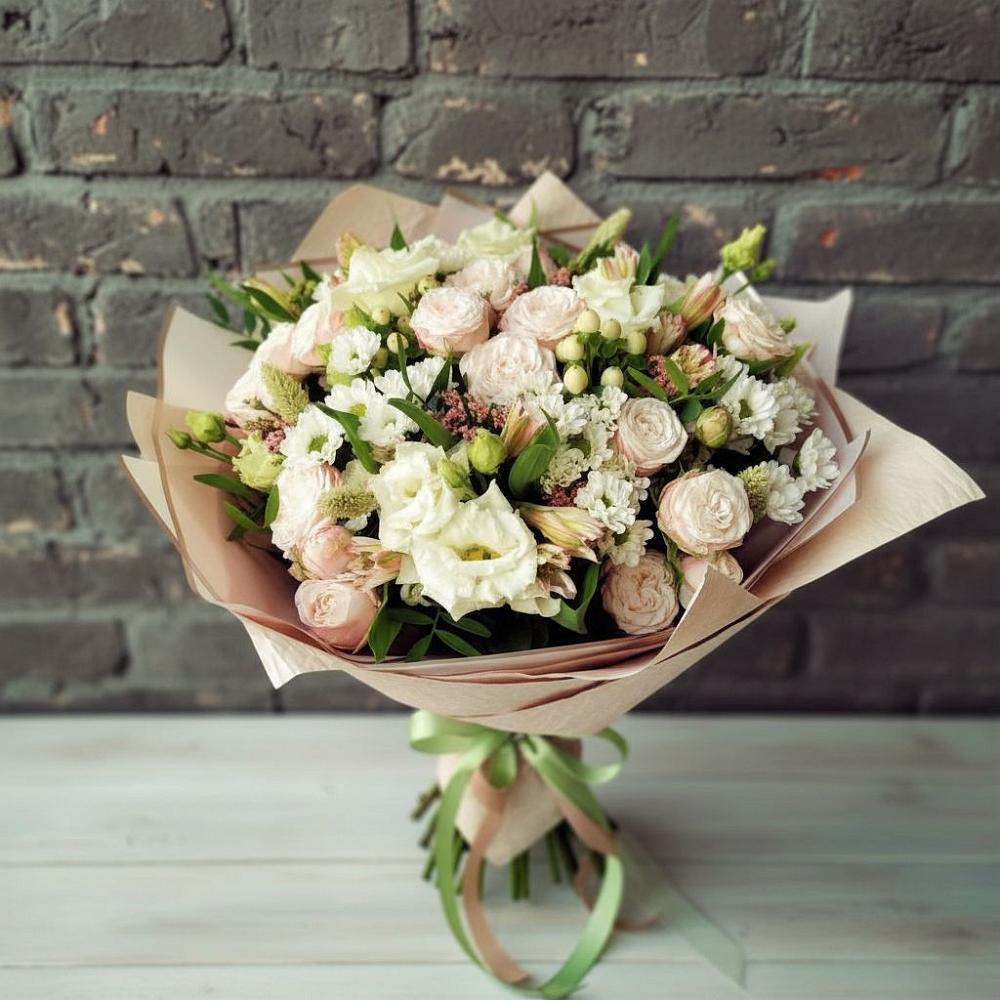 Букет цветов из: Альстромерии, Розы и Хризантемы в Товарково