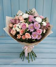 Букет цветов из:  Хризантемы, Розы и Альстромерии #REPLACE_PRED# Товарково
