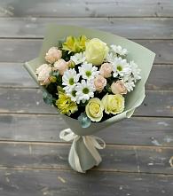 Букет цветов из:  Альстромерии, Розы и Хризантемы в Товарково