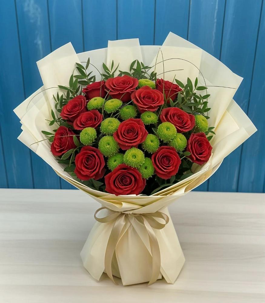 Букет цветов из: Розы и Хризантемы в Товарково